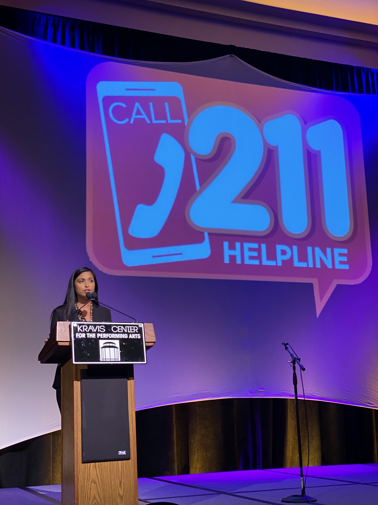Dr. Shainna at the podium, Kravis Center for the Performing Arts