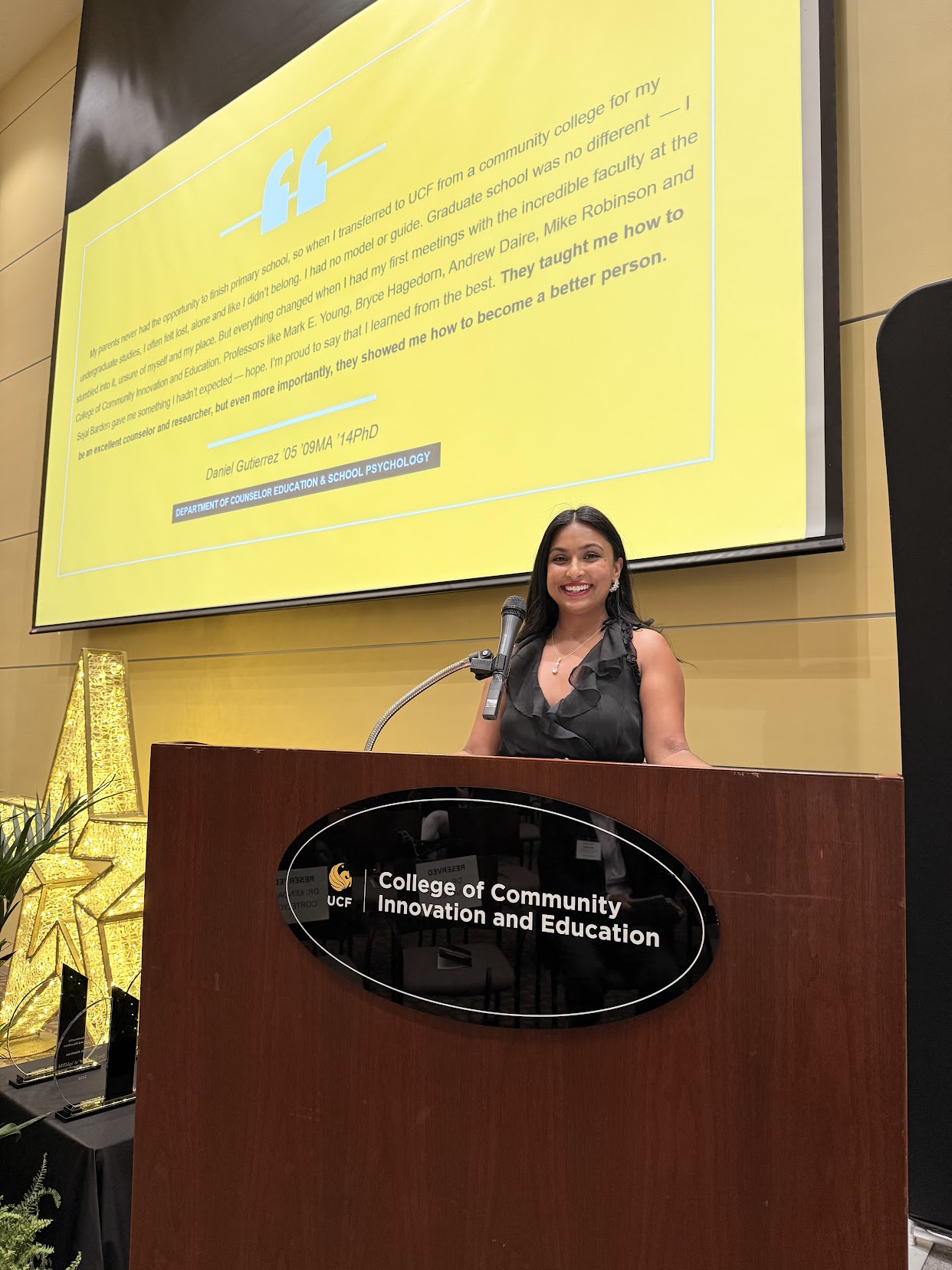 Dr. Shainna speaking at the UCF College of Community Innovation and Education